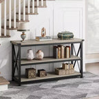 Tavolo consolle industriale da 47 pollici con 3 ripiani portaoggetti, tavolo d'ingresso lungo rettangolare, tavolino da divano per corridoio, soggiorno, camera da letto