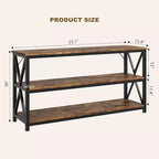 Console industriale da 47 pollici con 3 ripiani aperti, tavolo da ingresso e da divano lungo, scaffale stretto per corridoio, soggiorno, camera da letto