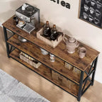 Console industriale da 47 pollici con 3 ripiani aperti, tavolo da ingresso e da divano lungo, scaffale stretto per corridoio, soggiorno, camera da letto