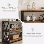 Console industriale da 47 pollici con 3 ripiani aperti, tavolo da ingresso e da divano lungo, scaffale stretto per corridoio, soggiorno, camera da letto