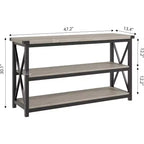 Console industriale da 47 pollici con 3 ripiani aperti, tavolo da ingresso e da divano lungo, scaffale stretto per corridoio, soggiorno, camera da letto