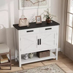 Consolle Rustica con Mobile Contenitore, 2 Ante e 2 Cassetti, Tavolo Buffet Multifunzionale per Ingresso, Cucina, Soggiorno
