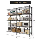 CuisinSmart Scaffali Portaoggetti a 5 Ripiani in Filo Metallico, Scaffalature Metalliche Regolabili per Conservazione, Scaffalature per Garage Dispensa Cucina, Nero