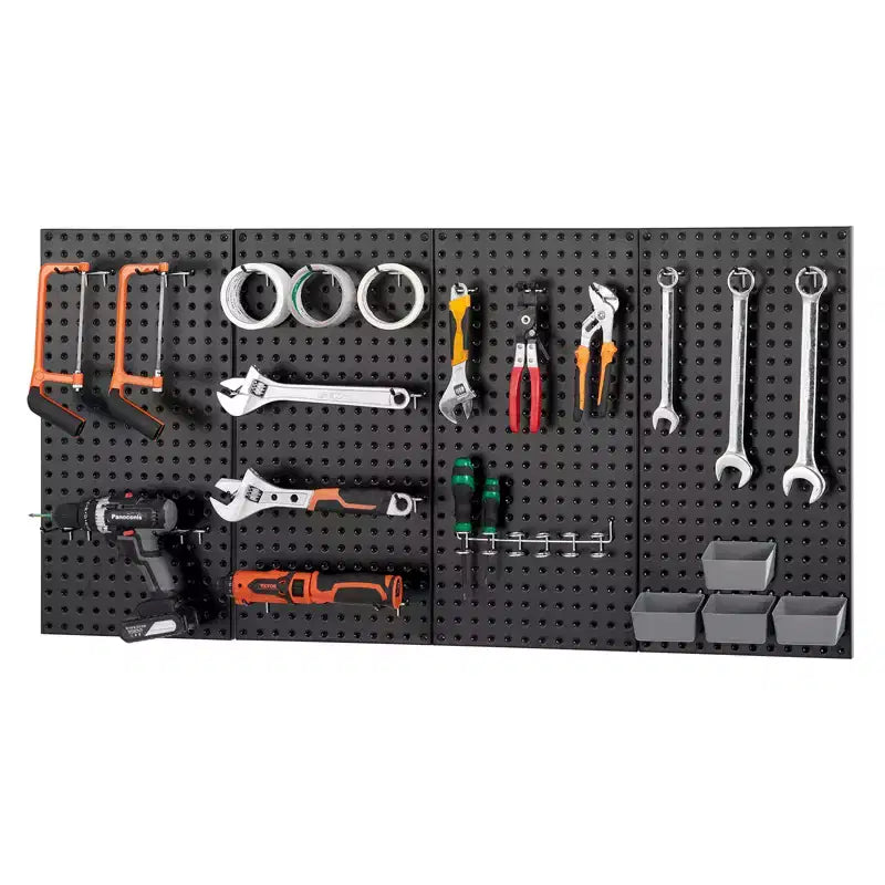 VEVOR Metal Pegboard Panels, 24 x 12 Pegboard, 4 Panels, Heavy Duty Peg Board Wall Organizer with Accessories, Black