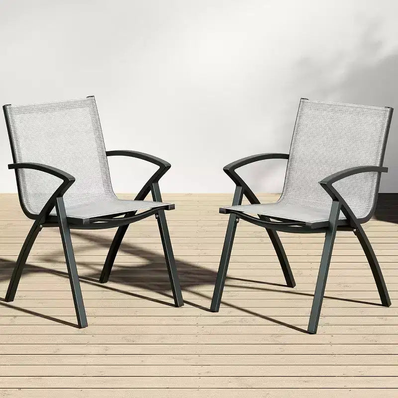 Set of 2 / 4 Aluminum Patio Chairs with Lightweight Frame & Comfy Back, Outdoor Sling Back Dining Chairs with Extra Wide Seat & Armrest