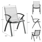 Set di 2/4 sedie da patio in alluminio con telaio leggero e schienale comodo, sedie da pranzo da esterno con schienale a imbracatura con seduta extra larga e braccioli