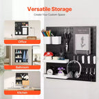 Kit combinato di pannelli forati VEVOR, pannello forato in plastica 11 x 11, 4 pannelli, kit organizer da parete con accessori, nero