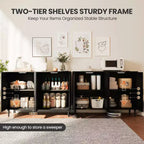 CuisinSmart Mobile Buffet in Rattan, Mobile Contenitore Boho, Mobile Bar con 4 Ante e Presa di Corrente per Cucina, Sala da Pranzo, Soggiorno