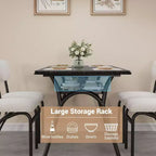 COZONY Set da Pranzo 5 Pezzi con 4 Sedie Bouclé, Tavolo Rettangolare con Piano in Marmo e Mensola Portaoggetti, Mobili da Pranzo Moderni Beige