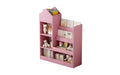 Zevemomo 4 Tier Kids Bookshelf and Toy Storage, Wooden Children Bookshelf, Toy Storage with Bookshelf for Playroom, Classroom, Bedroom, Library, Pink