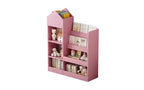 Zevemomo 4 Tier Kids Bookshelf and Toy Storage, Wooden Children Bookshelf, Toy Storage with Bookshelf for Playroom, Classroom, Bedroom, Library, Pink