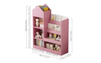 Zevemomo Scaffale per Libri e Giocattoli a 4 Livelli per Bambini, Scaffale per Libri per Bambini in Legno, Contenitore per Giocattoli con Scaffale per Libri per Sala Giochi, Aula, Camera da Letto, Biblioteca, Rosa