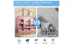 Zevemomo Scaffale per Libri e Giocattoli a 4 Livelli per Bambini, Scaffale per Libri per Bambini in Legno, Contenitore per Giocattoli con Scaffale per Libri per Sala Giochi, Aula, Camera da Letto, Biblioteca, Rosa