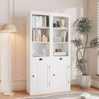 Libreria Alta 180 cm con Armadietto, Scaffale Aperto a 3 Ripiani in Legno con Mensole Regolabili, Grande Scaffale Contenitore Espositivo, Scaffale Verticale per Casa