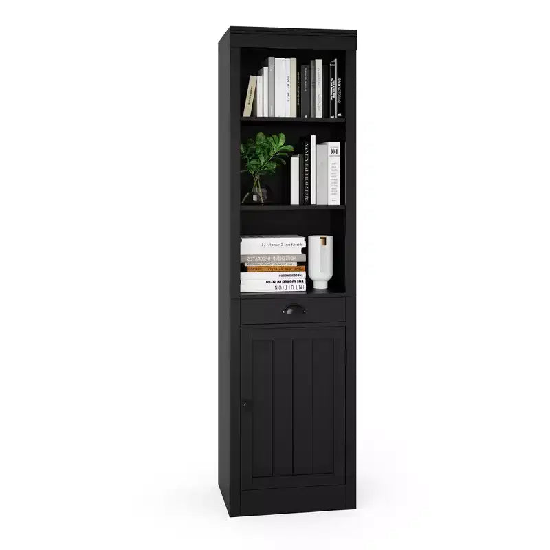 Libreria Alta 180 cm con Armadietto, Scaffale Aperto a 3 Ripiani in Legno con Mensole Regolabili, Grande Scaffale Contenitore Espositivo, Scaffale Verticale per Casa