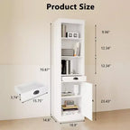 Libreria Alta 180 cm con Armadietto, Scaffale Aperto a 3 Ripiani in Legno con Mensole Regolabili, Grande Scaffale Contenitore Espositivo, Scaffale Verticale per Casa