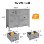 Comò in legno CuisinSmart per camera da letto, cassettiera a 7 cassetti con maniglie in metallo, organizer per armadietto per soggiorno, corridoio, camera da letto