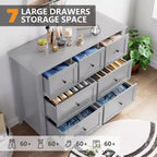 Comò in legno CuisinSmart per camera da letto, cassettiera a 7 cassetti con maniglie in metallo, organizer per armadietto per soggiorno, corridoio, camera da letto