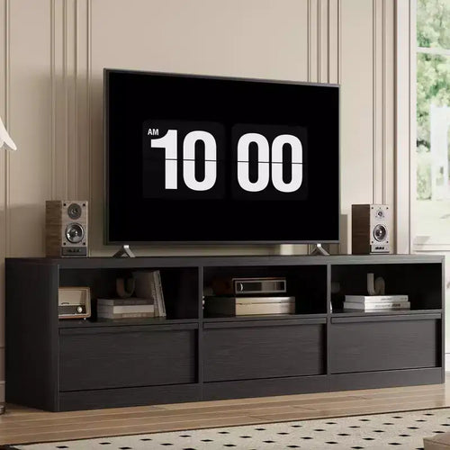 Mobile TV da 70 pollici per televisori da 80 pollici, Centro di Intrattenimento Moderno di Metà Secolo con Cassetto Contenitore e Ripiani Aperti, Mobile Console Media in Legno per Soggiorno
