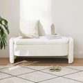 EHMKNP Ottoman Oval Storage Bench with 3D Lamb Fleece Fabric, Large Hidden Storage for Living Room, Entryway, Bedroom, Cozy Cream White Seat