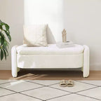 EHMKNP Ottoman Oval Storage Bench with 3D Lamb Fleece Fabric, Large Hidden Storage for Living Room, Entryway, Bedroom, Cozy Cream White Seat