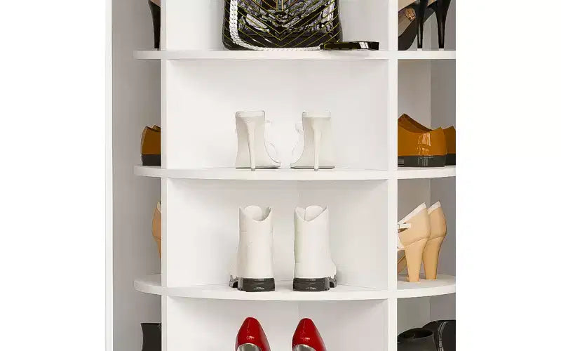 Zevemomo Scarpiera Girevole a 7 Livelli, Torre Portascarpe Girevole a 360°, Organizer Girevole per Scarpe, per Ingresso, Ripostiglio, Soggiorno, Camera da Letto (Contiene 28 Paia), Bianco