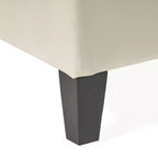 Pouf quadrato EHMKNP, contemporaneo, con bottoni capitonné e cuciture a rombo, in tessuto beige, 51.57