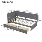 Bellemave Letto a giorno rustico con rotelle e cassetto portaoggetti, Letto a giorno singolo in legno con contenitore per soggiorno, camera da letto, camera degli ospiti, Grigio