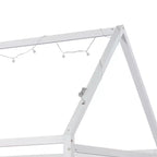 Bellemave Letto a capanna a LED, Misura Singola, Letto Montessori a Pavimento, Struttura in Legno con Doghe e Sponda, per Bambine, Bambini, Bianco