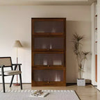 GDFStudio Elodie Libreria Rustica a 4 Ripiani in Legno con 4 Ante in Vetro