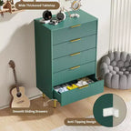 GustoWave Cassettiera scanalata per camera da letto con 5 cassetti, cassettiera in legno con maniglie e piedi in metallo, cassettiera naturale per soggiorno, camera da letto