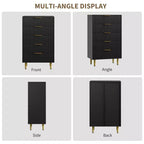 GustoWave Cassettiera scanalata per camera da letto con 5 cassetti, cassettiera in legno con maniglie e piedi in metallo, cassettiera naturale per soggiorno, camera da letto
