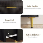 GustoWave Cassettiera scanalata per camera da letto con 5 cassetti, cassettiera in legno con maniglie e piedi in metallo, cassettiera naturale per soggiorno, camera da letto