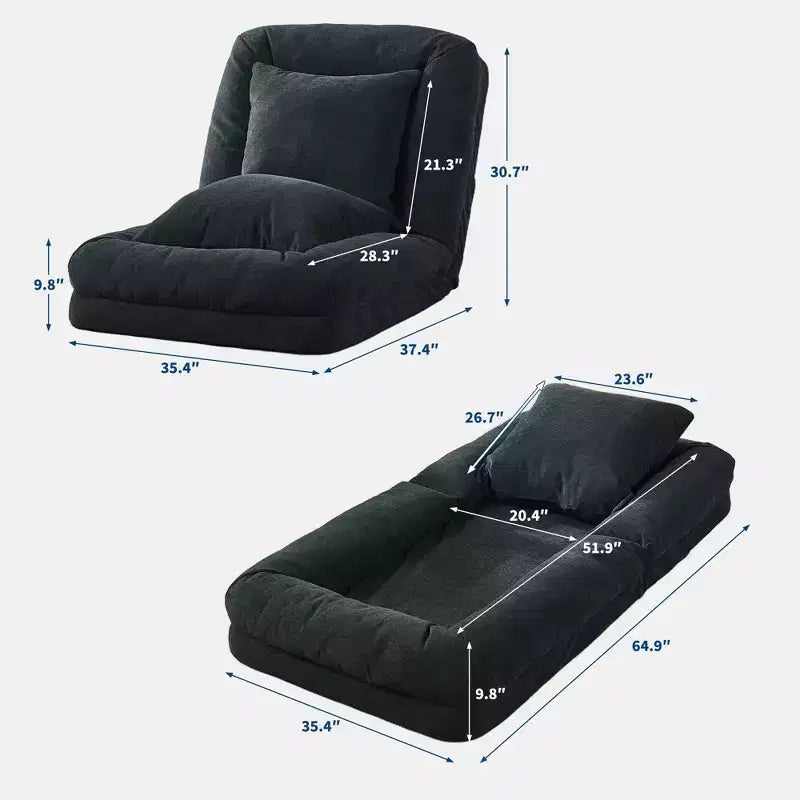 Divano letto pouf regolabile in 5 posizioni, cuscini morbidi, adatto per adulti e animali domestici, con soffici cuscini, pieghevole, adatto per camera da letto, soggiorno