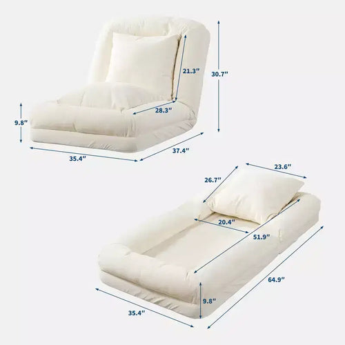 Divano letto pouf regolabile in 5 posizioni, cuscini morbidi, adatto per adulti e animali domestici, con soffici cuscini, pieghevole, adatto per camera da letto, soggiorno
