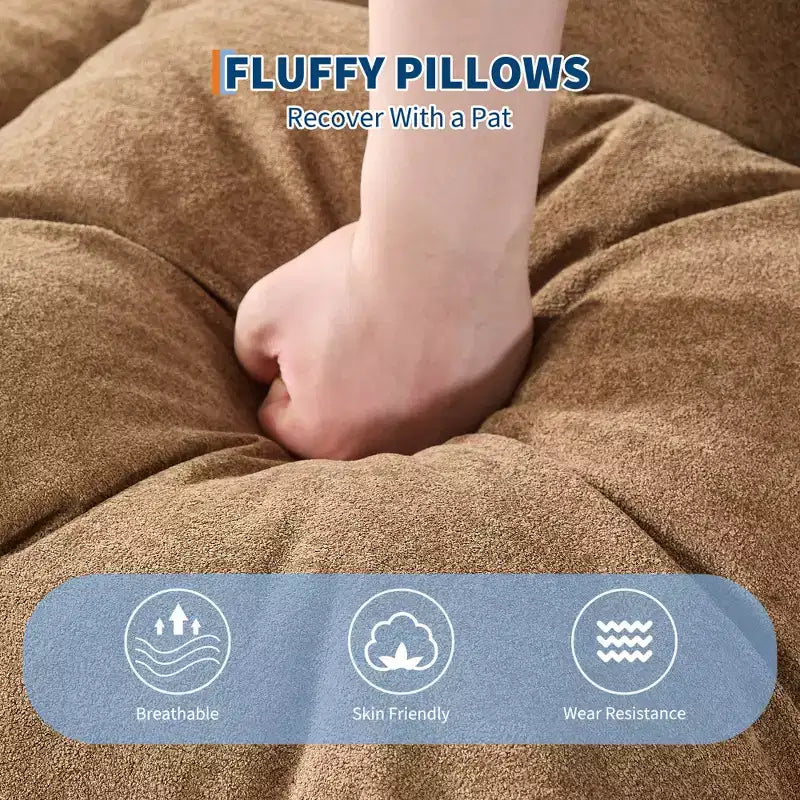 Divano letto pouf regolabile in 5 posizioni, cuscini morbidi, adatto per adulti e animali domestici, con soffici cuscini, pieghevole, adatto per camera da letto, soggiorno