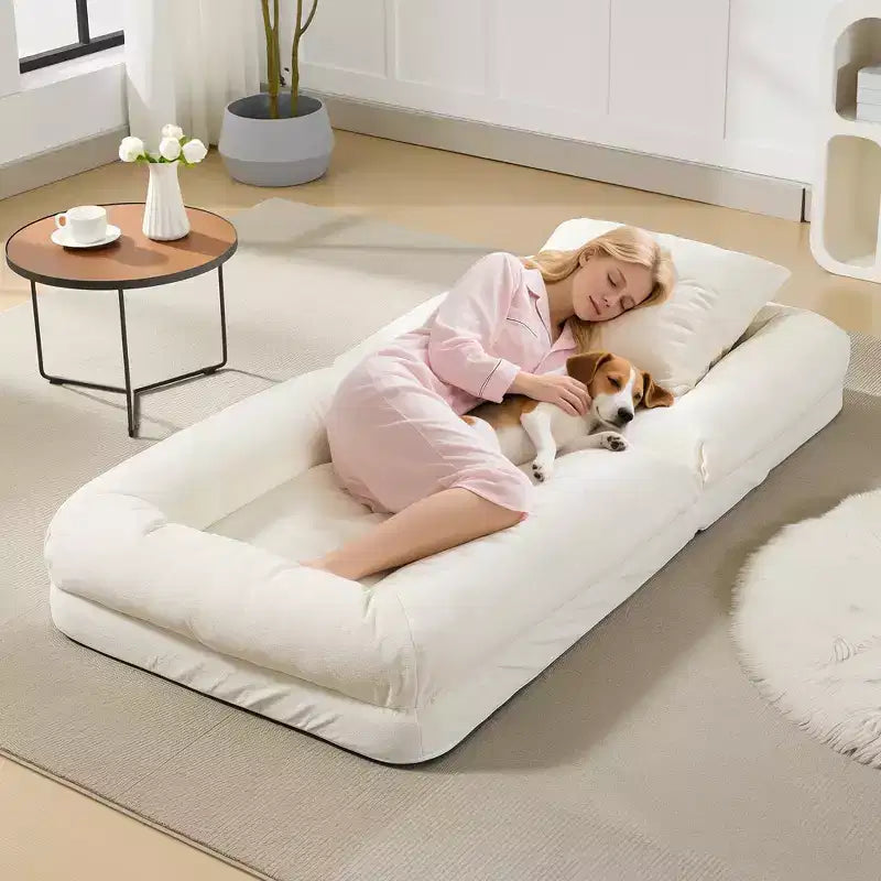 Divano letto pouf regolabile in 5 posizioni, cuscini morbidi, adatto per adulti e animali domestici, con soffici cuscini, pieghevole, adatto per camera da letto, soggiorno