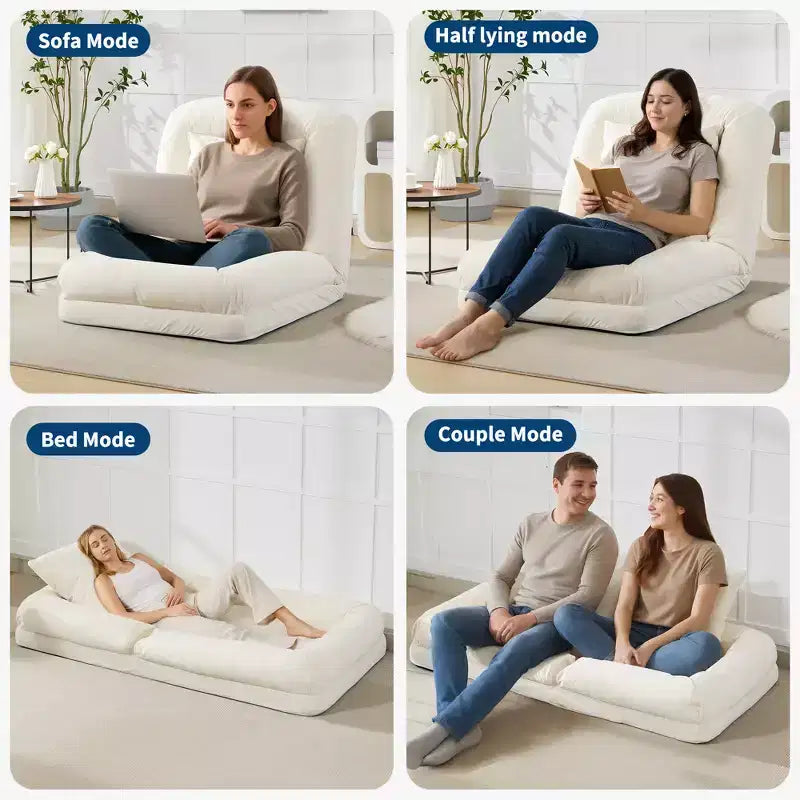 Divano letto pouf regolabile in 5 posizioni, cuscini morbidi, adatto per adulti e animali domestici, con soffici cuscini, pieghevole, adatto per camera da letto, soggiorno