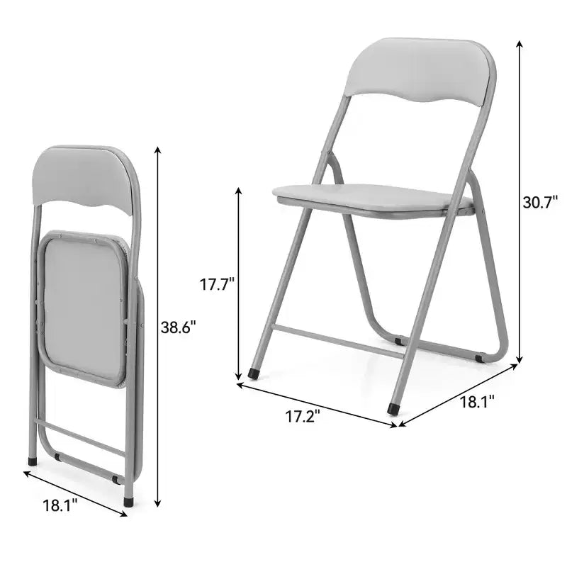 Set da 4 sedie pieghevoli con cuscino e gambe in metallo, piedini antiscivolo per eventi all'aperto e al chiuso, portatili