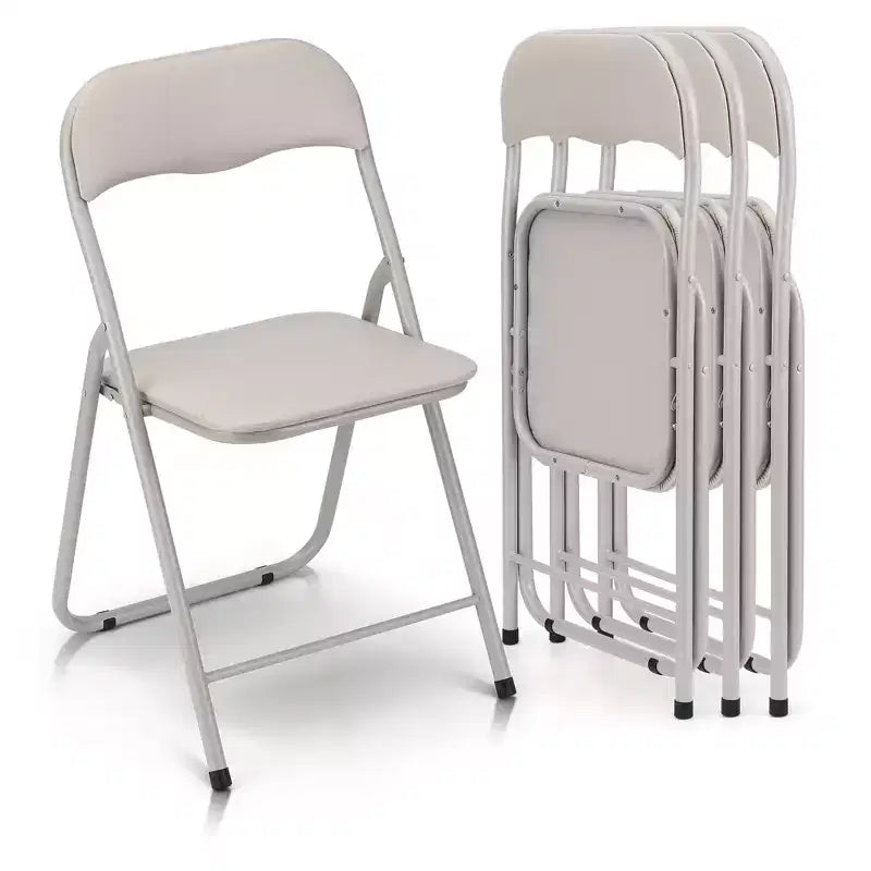 Set da 4 sedie pieghevoli con cuscino e gambe in metallo, piedini antiscivolo per eventi all'aperto e al chiuso, portatili