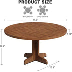 COZONY Tavolo da pranzo rotondo da 47 per 4 persone, Tavolo da cucina in legno stile rustico, Tavolo da pranzo circolare per cucina o soggiorno, Noce (solo tavolo)