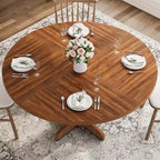 COZONY Tavolo da pranzo rotondo da 47 per 4 persone, Tavolo da cucina in legno stile rustico, Tavolo da pranzo circolare per cucina o soggiorno, Noce (solo tavolo)
