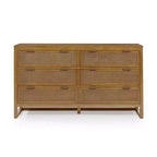 Comò a 6 cassetti Hatteras Modern Boho con legno massello e dettagli in rattan naturale-Teamson Home