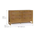 Comò a 6 cassetti Hatteras Modern Boho con legno massello e dettagli in rattan naturale-Teamson Home