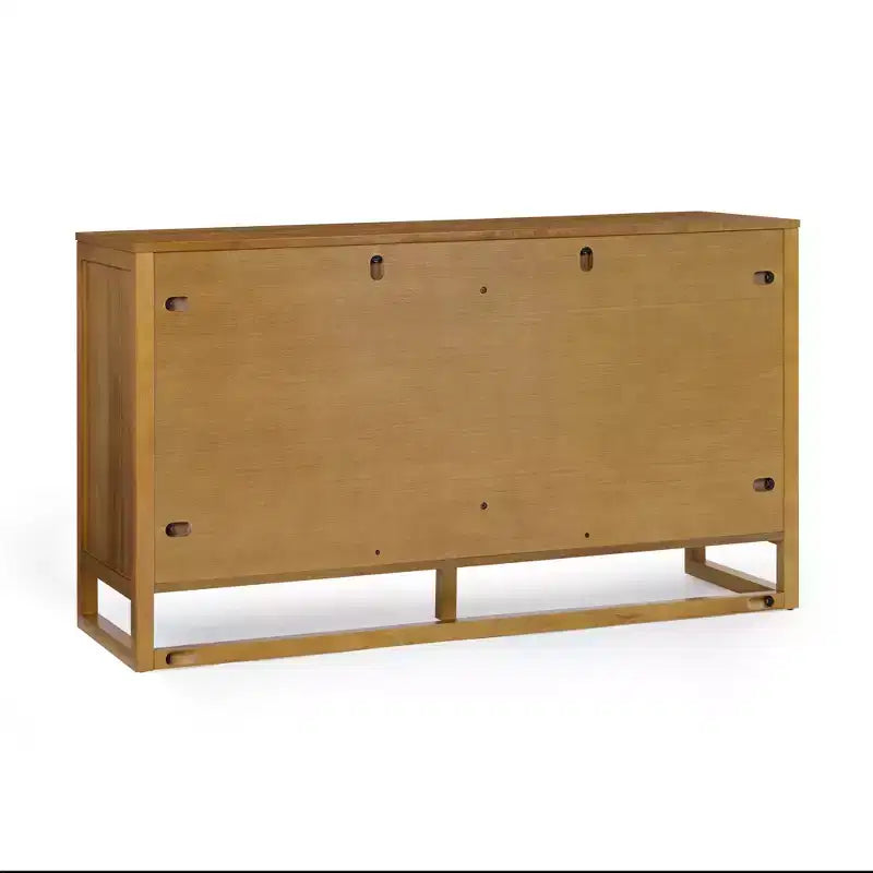 Comò a 6 cassetti Hatteras Modern Boho con legno massello e dettagli in rattan naturale-Teamson Home