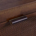 Comò a 6 cassetti Hatteras Modern Boho con legno massello e dettagli in rattan naturale-Teamson Home