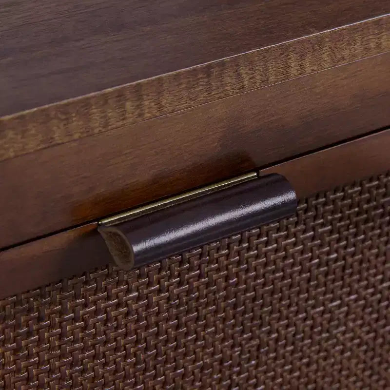 Comò a 6 cassetti Hatteras Modern Boho con legno massello e dettagli in rattan naturale-Teamson Home