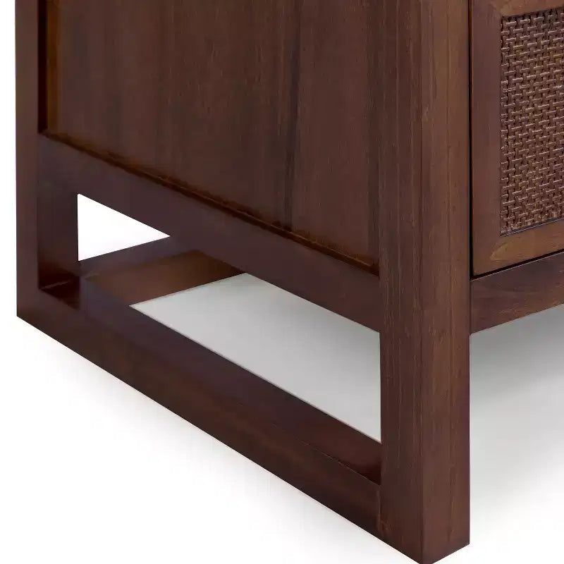 Comò a 6 cassetti Hatteras Modern Boho con legno massello e dettagli in rattan naturale-Teamson Home