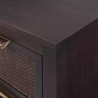 Comò a 6 cassetti Hatteras Modern Boho con legno massello e dettagli in rattan naturale-Teamson Home