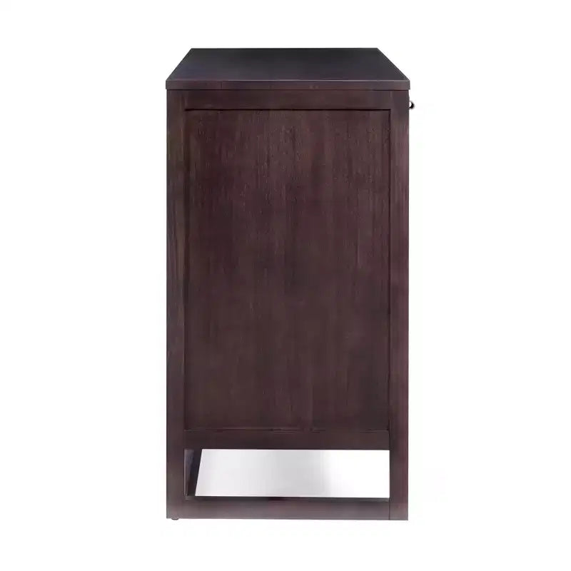 Hatteras Madia Moderna Boho a 4 Ante con Dettagli in Legno Massiccio e Rattan Naturale-Teamson Home